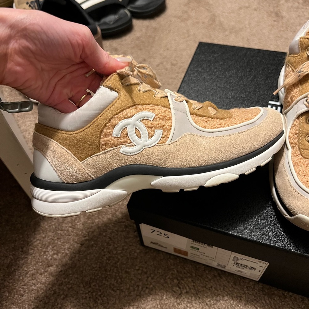Chanel tweed sneakers size 36.5- worn once!